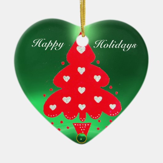 KERSTBOOM Hart Keramisch Ornament (Voorkant)