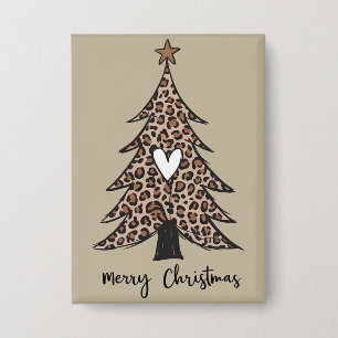 Kerstboom Hart Luipaard Cadeau Kerst Vakantie Button