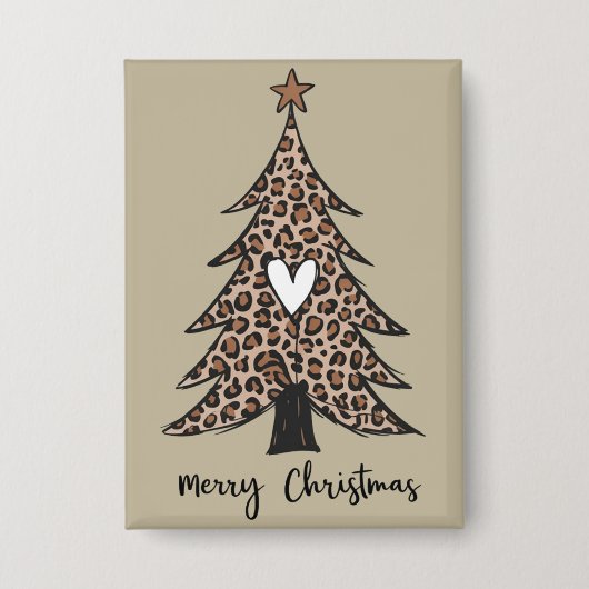 Kerstboom Hart Luipaard Cadeau Kerst Vakantie Button (Voorkant)