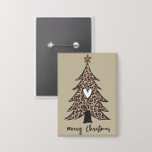 Kerstboom Hart Luipaard Cadeau Kerst Vakantie Button (Voorkant / Achterkant)