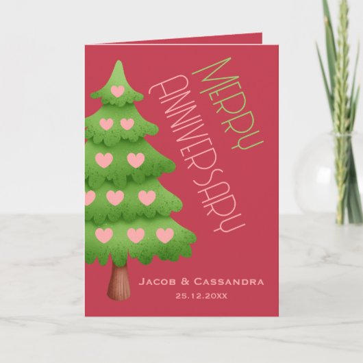 Kerstboom Hart Vrolijk Jubileum Foto Kaart (Voorkant)