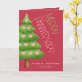 Kerstboom Hart Vrolijk Jubileum Foto Kaart (Gele Bloem)