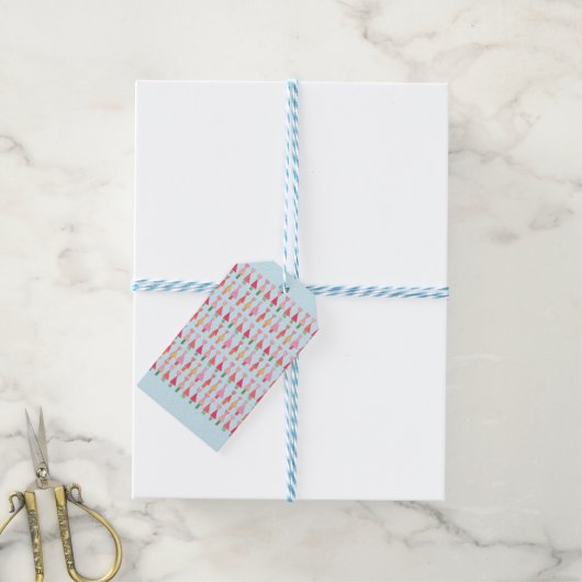 Kerstboom Harten Inpakpapier Cadeaulabel (Met Touw)