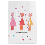 Kerstboom Harten Inpakpapier Medium Cadeauzakje (Achterkant)