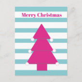 Kerstboom Helder Roze Groet Briefkaart (Voorkant)