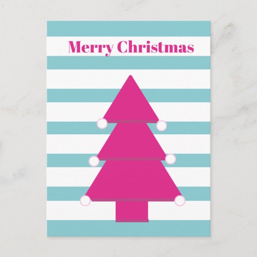 Kerstboom Helder Roze Groet Briefkaart (Voorkant)
