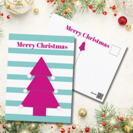 Kerstboom Helder Roze Groet Briefkaart