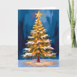 Kerstboom Helder Ster Waterverf Feestdagen Kaart