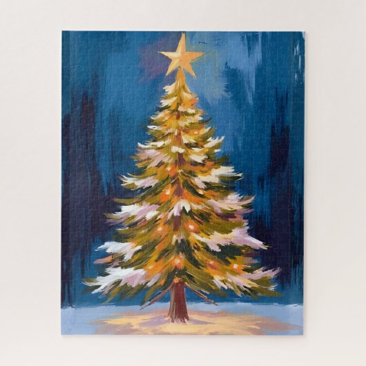 Kerstboom Helder Ster Waterverf Legpuzzel (Verticaal)