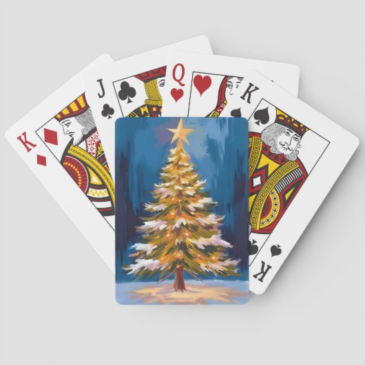 Kerstboom Helder Ster Waterverf Pokerkaarten (Achterkant)