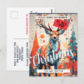 Kerstboom Herten Feestuitnodiging Briefkaart (Voorkant / Achterkant)