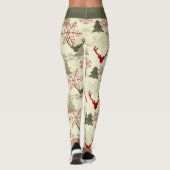 Kerstboom Herten Groen Rood Patroon Naam Feestelij Leggings (Achterkant)