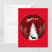 kerstboom herten rode geruite plaid briefkaart (Voorkant / Achterkant)