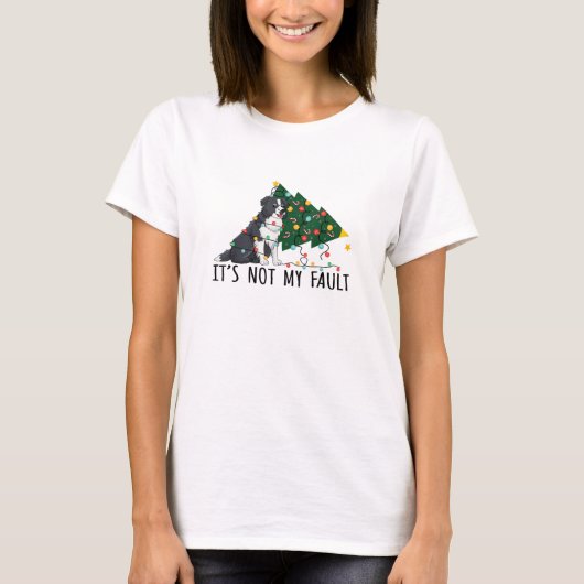 Kerstboom Het is niet mijn schuld Border Collie Do T-shirt (Voorkant)