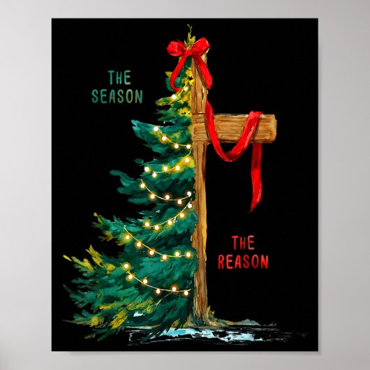 Kerstboom Het Seizoen Jezus Kruis De Reden  Poster (Voorkant)