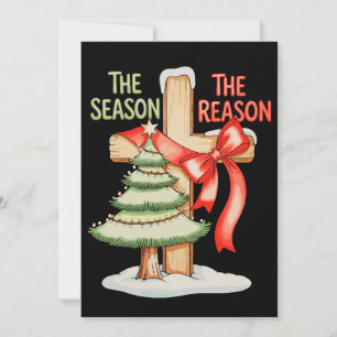 Kerstboom Het Seizoen Reden Kruis Xmas Geloof Kaart