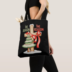 Kerstboom Het Seizoen Reden Kruis Xmas Geloof Tote Bag