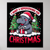 Kerstboom Hippopotamus Xmas Hippo Lover Team Poster (Voorkant)