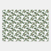 kerstboom Holly Festive Pattern Inpakpapier Vel (Voorkant 2)