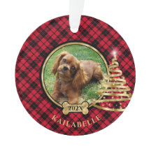 Kerstboom Hond Decoraties, Rood geruite Tartan