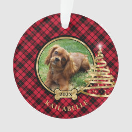 Kerstboom Hond Decoraties, Rood geruite Tartan Ornament