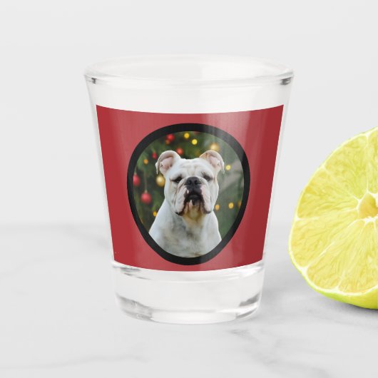 Kerstboom Hondenliefhebber Foto Stocking Stuffer Shot Glas (Voorkant)