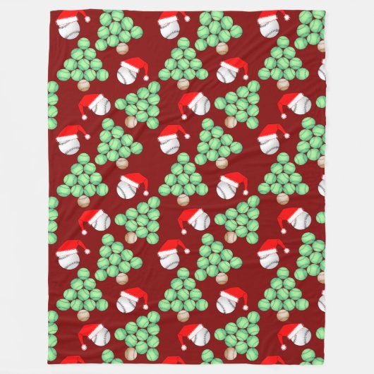 Kerstboom Honkbal Kerstmannenhoeden Fleece Deken (Voorkant)