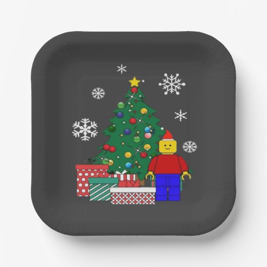 Kerstboom Honkbal Papieren Bordje (Voorkant)