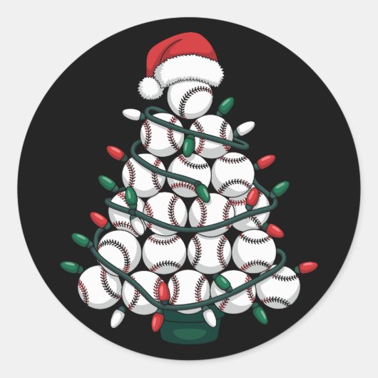 Kerstboom honkbal Sinterklaas sport Ronde Sticker (Voorkant)