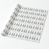 Kerstboom Houndstooth Patroon op Wit Cadeaupapier (Uitgerold)