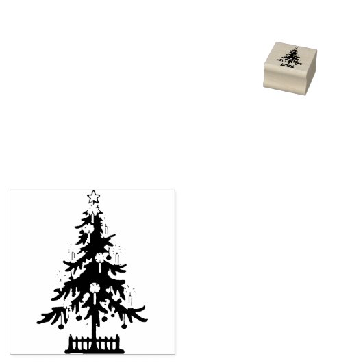 KERSTBOOM Hout Kunststempel Rubberstempel (Gestempeld)