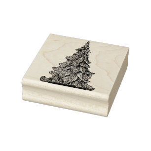 KERSTBOOM Hout Kunststempel Rubberstempel
