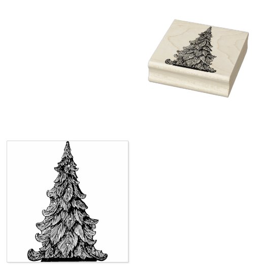 KERSTBOOM Hout Kunststempel Rubberstempel (Gestempeld)