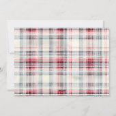 Kerstboom hout wagon auto foto Tartan Plaid Feestdagenkaart (Achterkant)