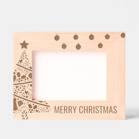 Kerstboom Houten Laser Afbeelding Gegraveerde Lijstjes (Voorkant)