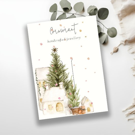 Kerstboom huizen Sneeuw Logo Hairclip Holder Visitekaartje