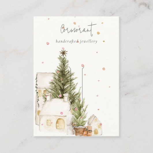 Kerstboom huizen Sneeuw Logo Hairclip Holder Visitekaartje (Voorkant)