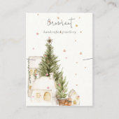 Kerstboom huizen sneeuw Logo Ketting houder Visitekaartje (Voorkant)