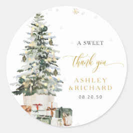 Kerstboom Huwelijk Klassieke Ronde Sticker