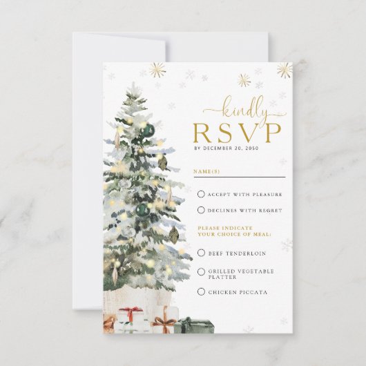 Kerstboom Huwelijk RSVP Kaart (Voorkant)