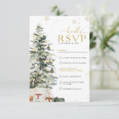 Kerstboom Huwelijk RSVP Kaart (Staand voorkant)