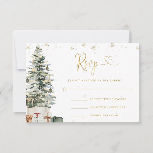 Kerstboom Huwelijk RSVP Kaart (Voorkant)
