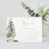 Kerstboom Huwelijk RSVP Kaart (Staand voorkant)