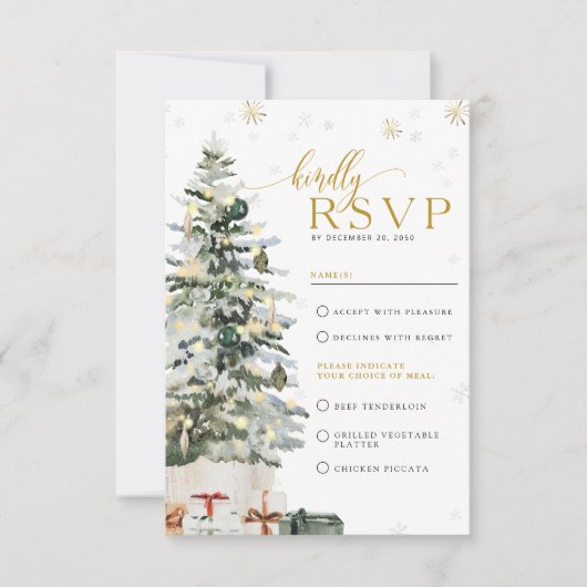 Kerstboom Huwelijk RSVP Kaart (Voorkant)