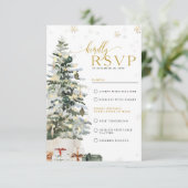 Kerstboom Huwelijk RSVP Kaart (Staand voorkant)