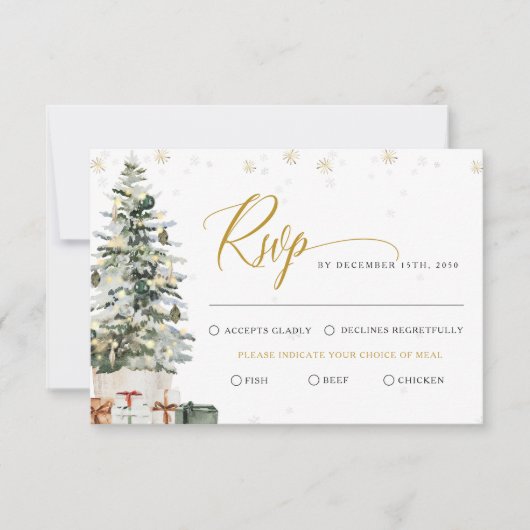 Kerstboom Huwelijk RSVP Kaart (Voorkant)