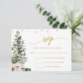 Kerstboom Huwelijk RSVP Kaart (Staand voorkant)