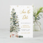 Kerstboom Huwelijk Save The Date (Staand voorkant)