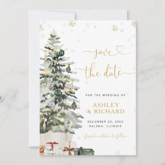 Kerstboom Huwelijk Save The Date (Voorkant)