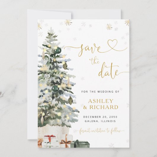 Kerstboom Huwelijk Save The Date (Voorkant)